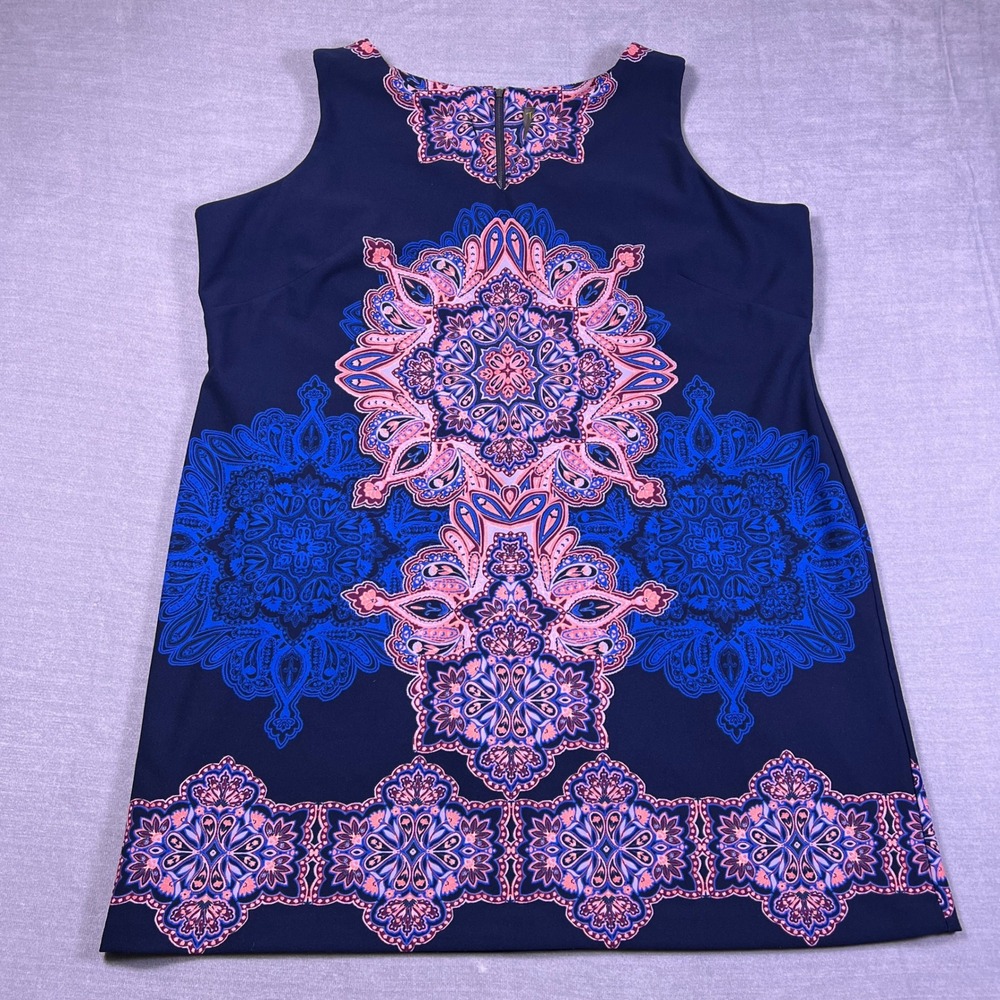 Taylor Woman Mandala Print Sleeveless Knee Length Shift Dress Wmns 24W Blue Pink